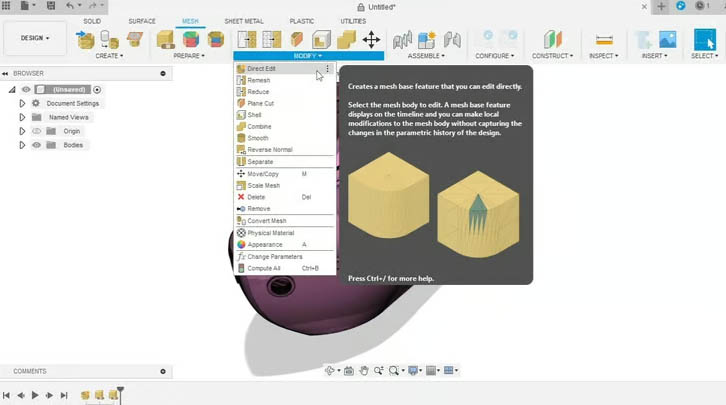 ویرایش فایل در Fusion 360