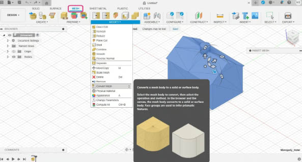 تبدیل مش به یک جسم صلب