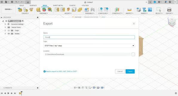 ذخیره به&zwnj;صورت فایل STEP