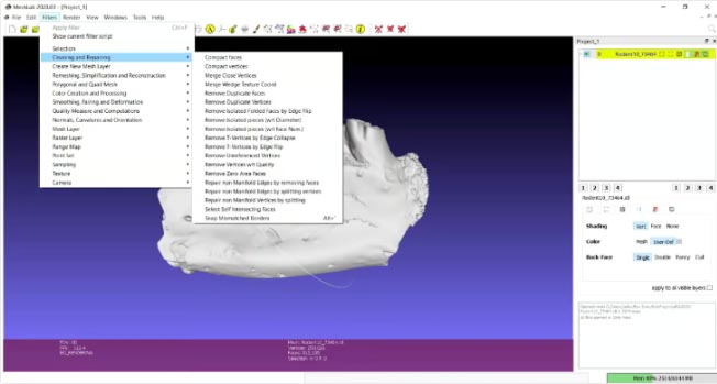 MESHLAB برای اصلاح فایل STL