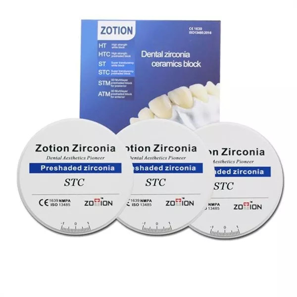 بلنک زیرکونیا زوشن مدل STC با رنگ طبیعی | Zotion Preshaded Zirconia Blank STC