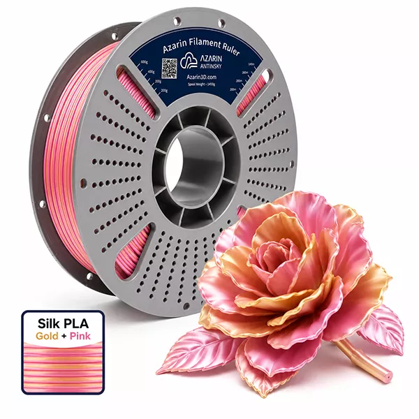 فیلامنت دو رنگ Silk PLA Gold + Pink آذرین