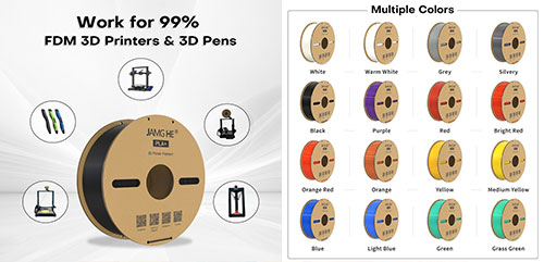 ویژگی های فیلامنت PLA+ شرکت JAMGHE